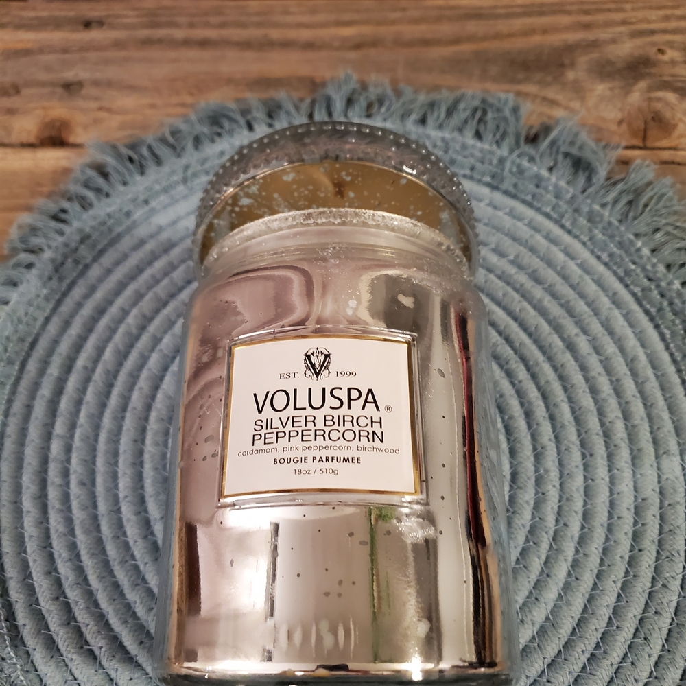 Voluspa Silver Birch Peppercorn Large Candle - Includes Gift Box - NEW